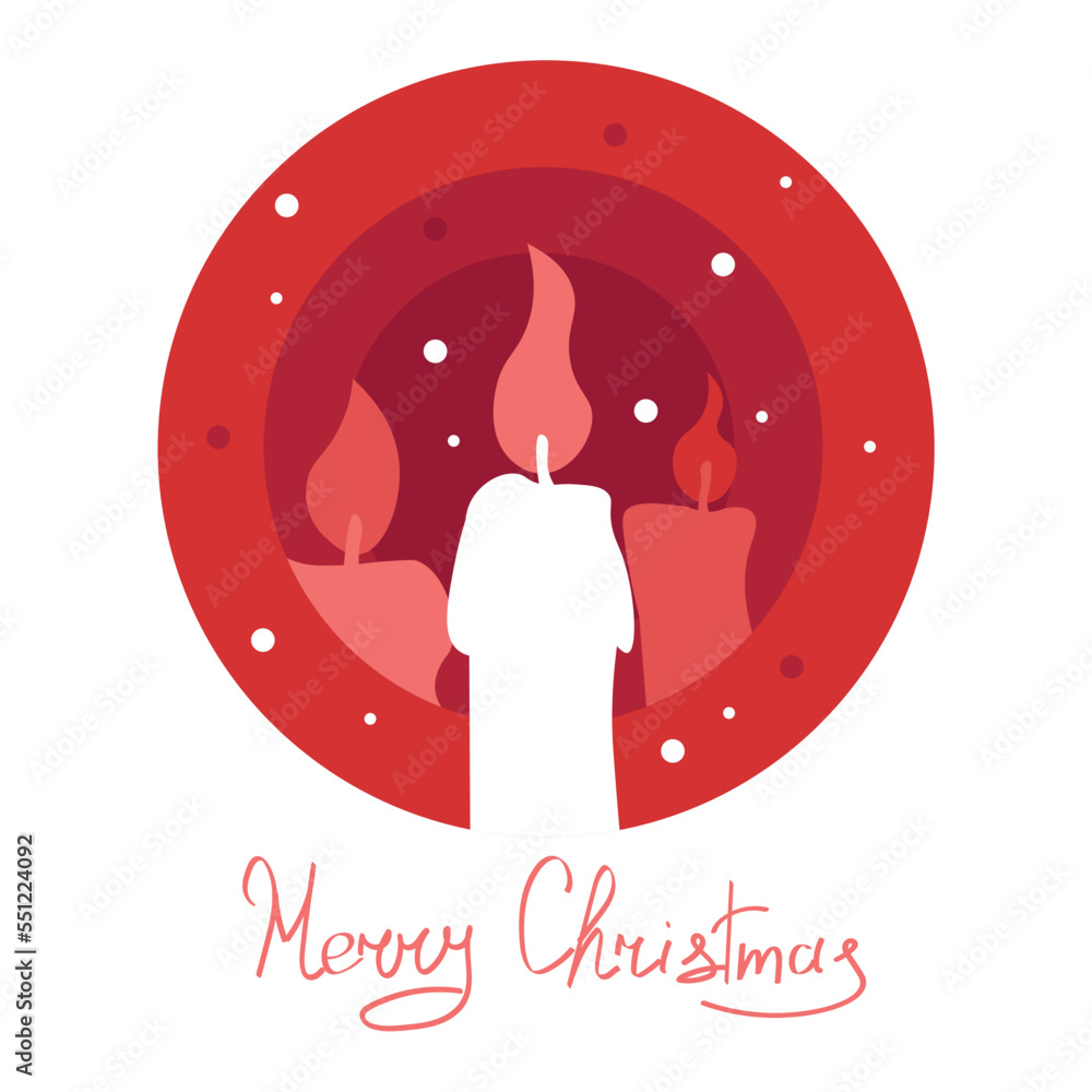 Obraz premium Creative Christmas greeting card with glowing candles on white background