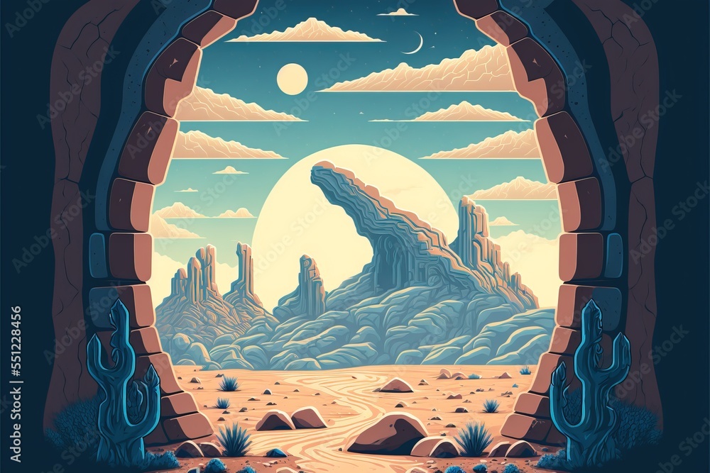 Portal rift to another barren desert world, ancient alien technology