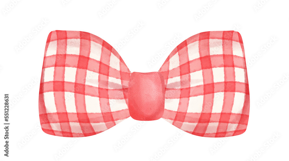 cute check striped ribbon hair bow tie watercolour illustration cute check striped ribbon hair bow tie watercolour illustration