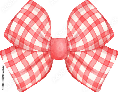 cute check striped ribbon hair bow tie preppy watercolour illustration