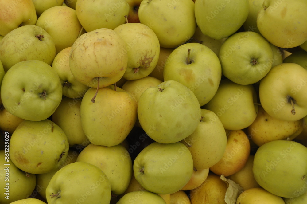 green apples in a market