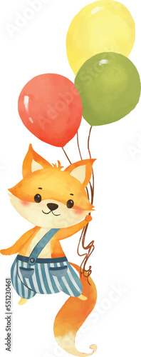 Cute little fox with balloons