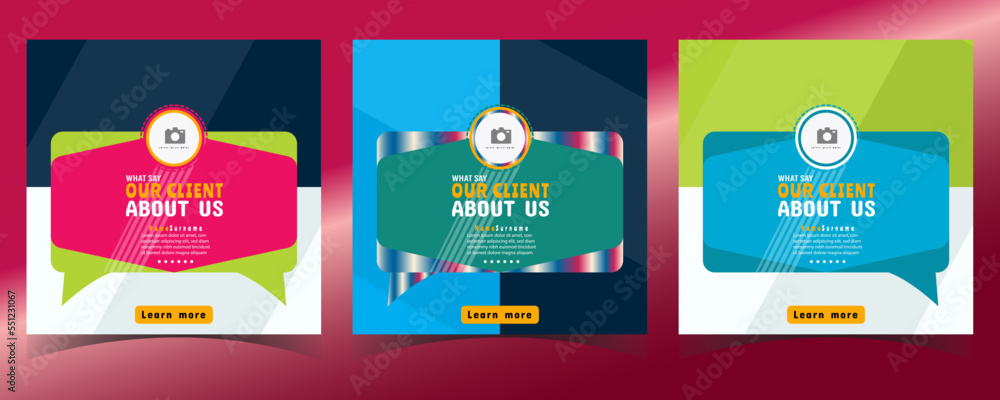Modern and creative Client testimonials or customer feedback social media post web banner template Modern and creative Client testimonials or customer feedback social media post web banner template