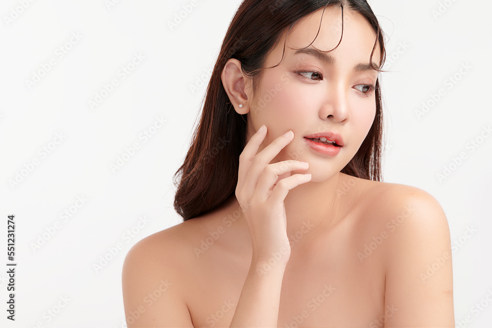Beautiful young asian woman with clean fresh skin on white background, Face care, Facial treatment, Cosmetology, beauty and spa, Asian women portrait. Beautiful young asian woman with clean fresh skin on white background, Face care, Facial treatment, Cosmetology, beauty and spa, Asian women portrait.