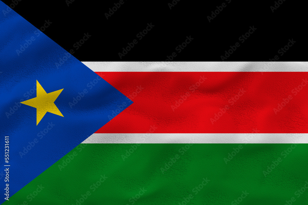 National flag of South Sudan. Background with flag of South Sudan. National flag of South Sudan. Background with flag of South Sudan.
