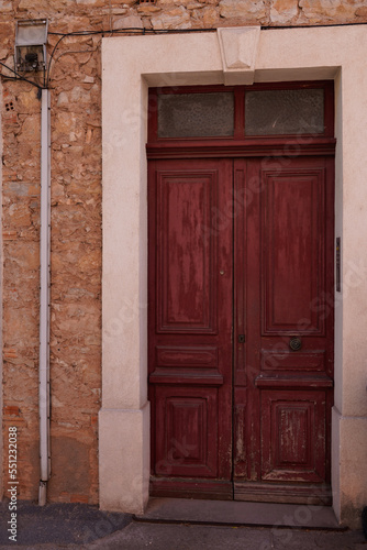 door wooden brown classic home access of city house street facade © OceanProd