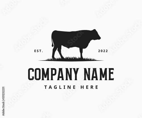Silhouette wagyu cow logo, wagyu bull icon logo template