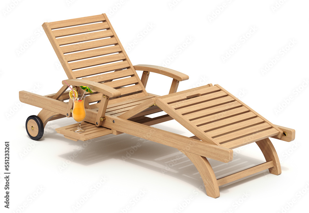 Sun lounger on white background - 3D illustration Sun lounger on white background - 3D illustration