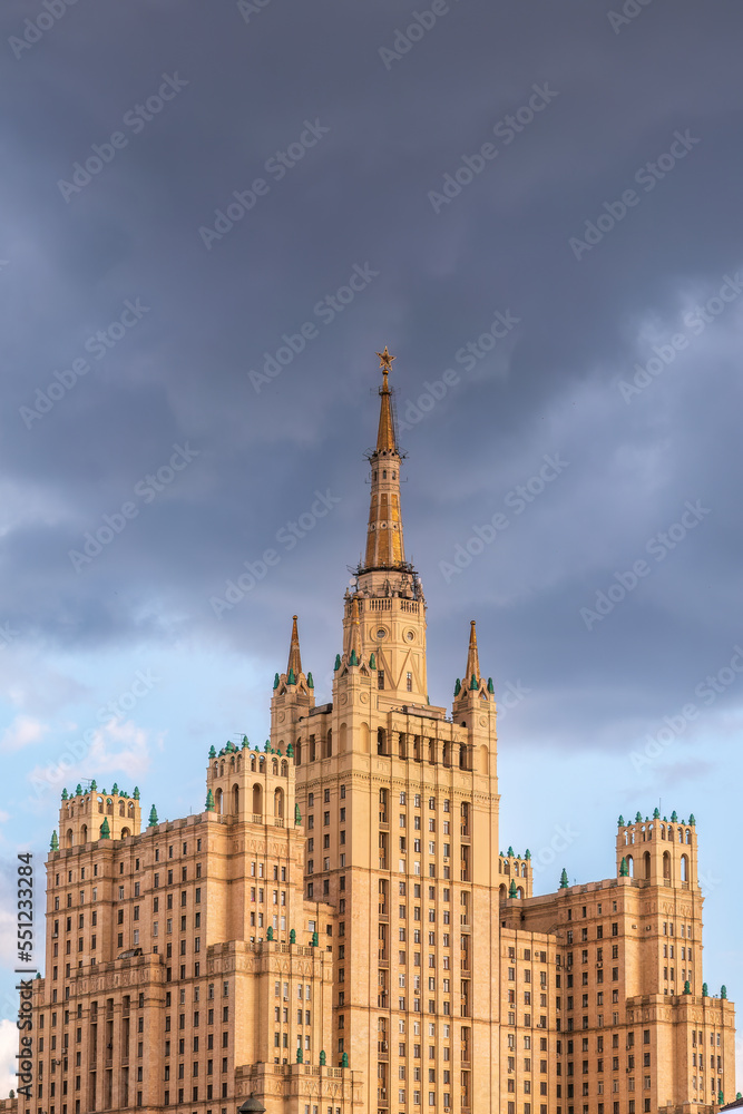 The view on the residential Stalinist high-rise building on Kudrinskaya Square. It is the one of seven Stalinist skyscrapers built in 1947-1954. The view on the residential Stalinist high-rise building on Kudrinskaya Square. It is the one of seven Stalinist skyscrapers built in 1947-1954.