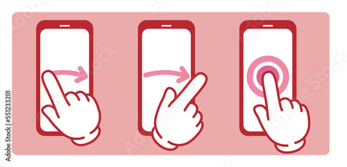 Finger swipe directional arrow on smartphone, vector illustration

Swipe direction arrow pointing finger on the smartphone