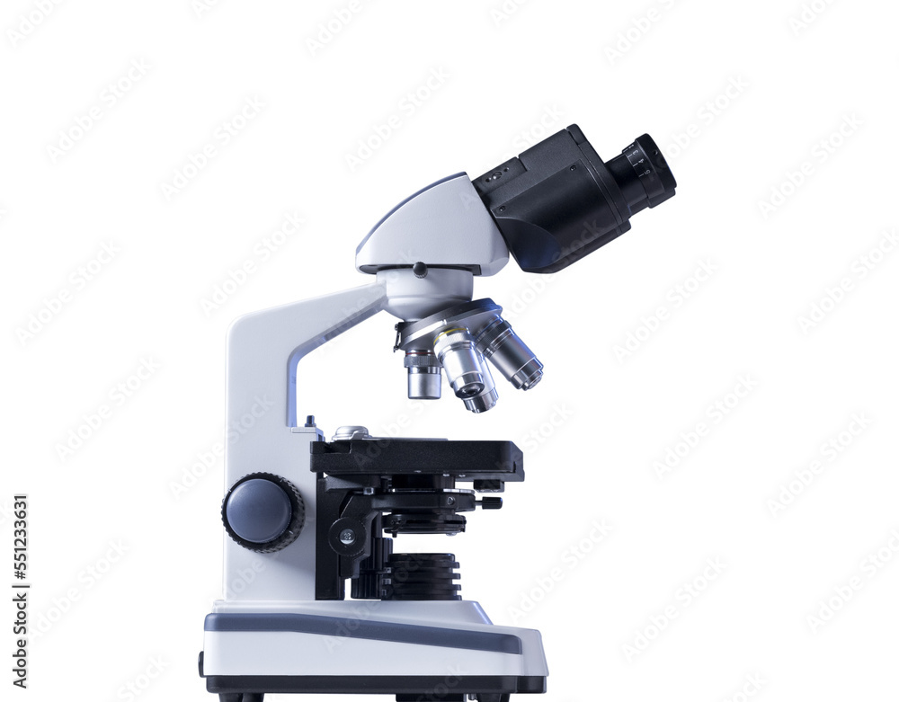Professional laboratory microscope on blue background Professional laboratory microscope on blue background