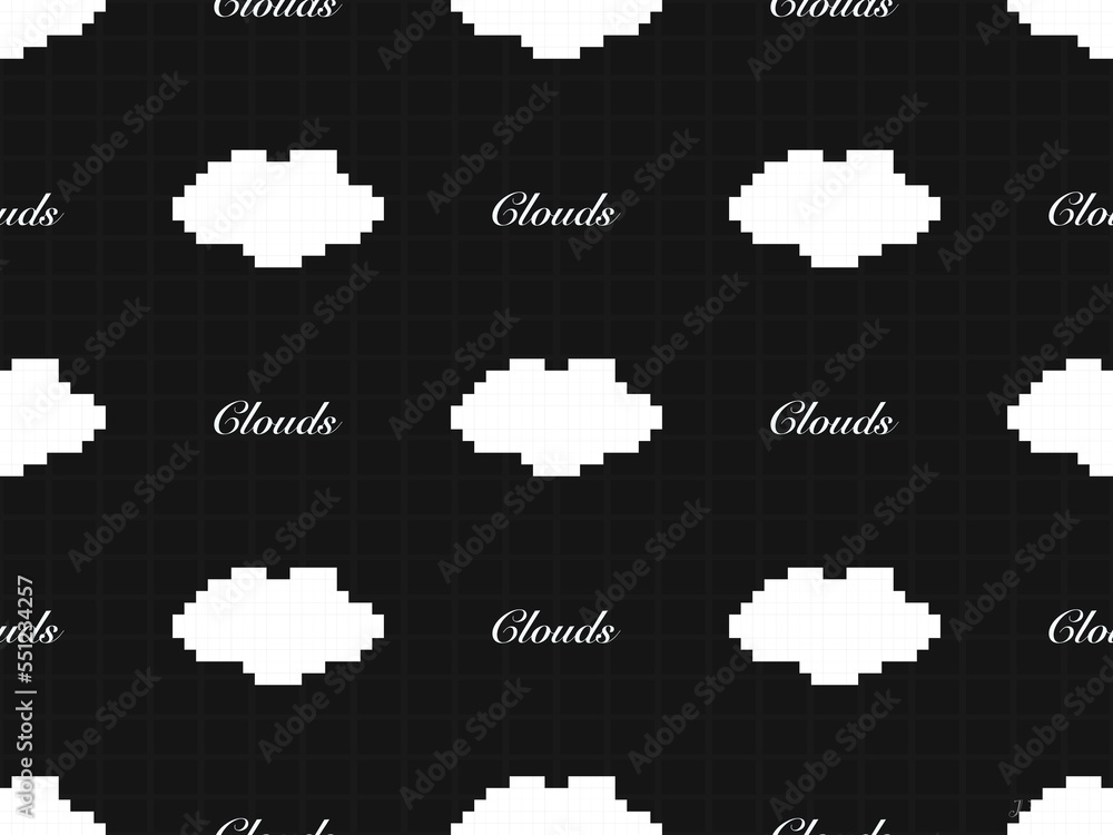 Cloud cartoon character seamless pattern on black background