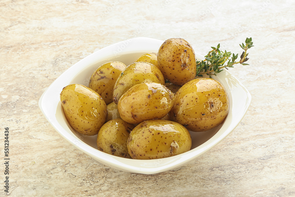 Boiled baby potato in the bowl Boiled baby potato in the bowl