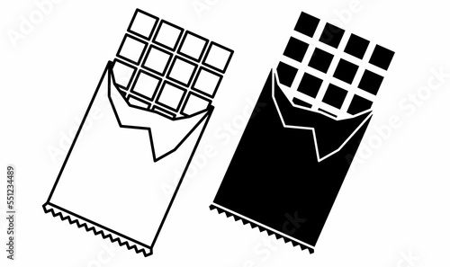 outline silhouette chocolate bar icon set isolated on white background