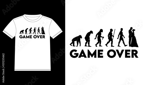 Game over marriage evolution T-shirt Design template, Car Window Sticker, POD, cover, Isolated White Background
 photo