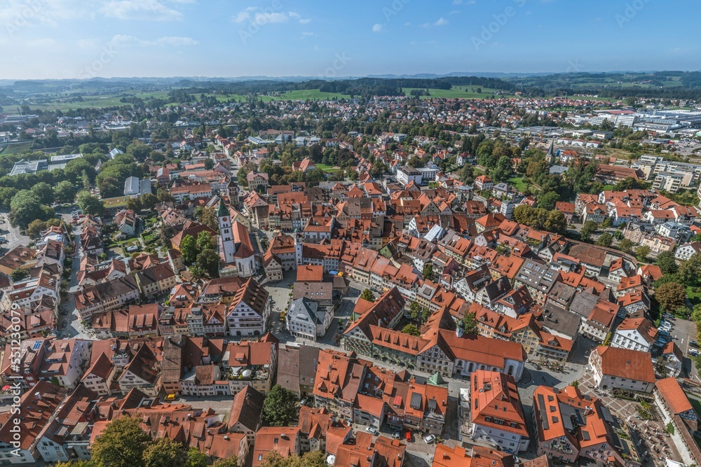 Die oberschwäbische Stadt Wangen iim Allgäu m Luftbild