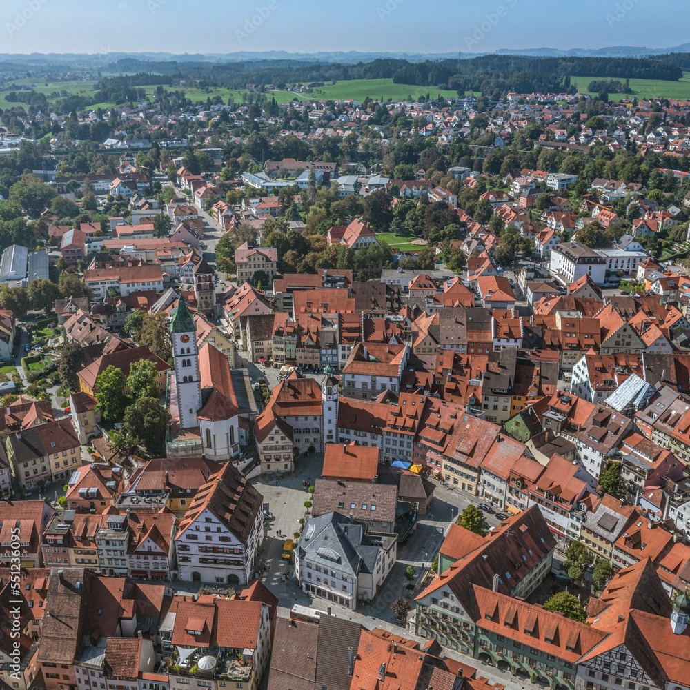 Obraz premium Wangens historische Altstadt von oben