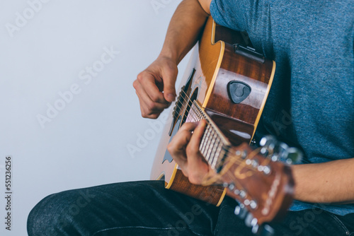 guitarist with instrument posing
