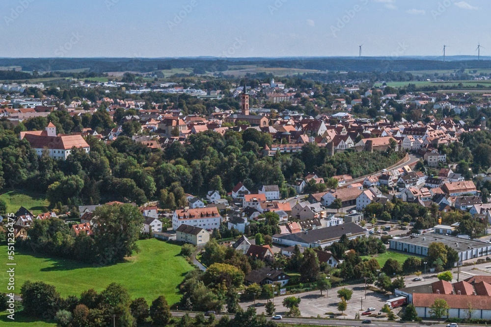 Die schwäbische Stadt Friedberg im Luftbild