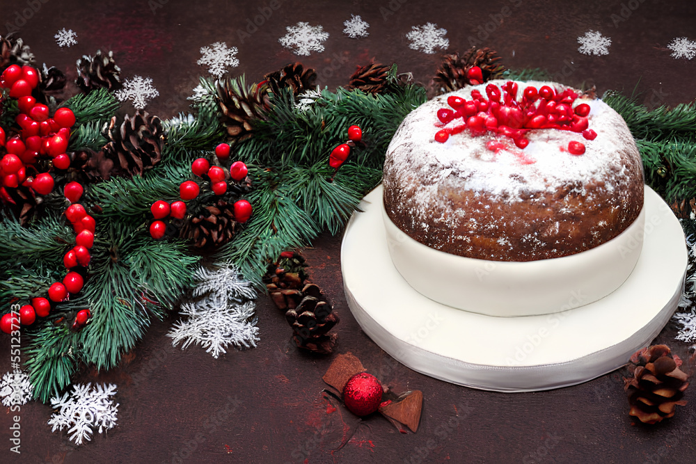 christmas cake with christmas decorations christmas cake with christmas decorations