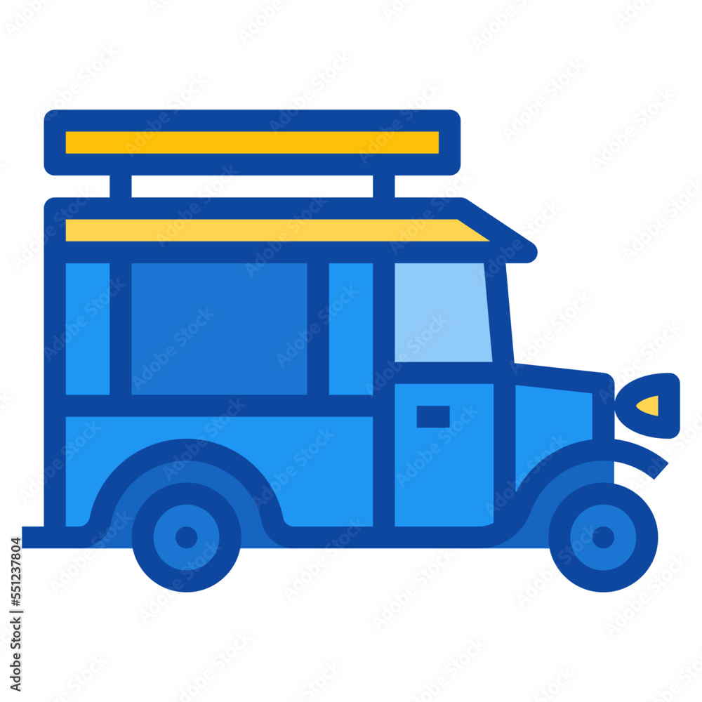caravan food truck two tone icon