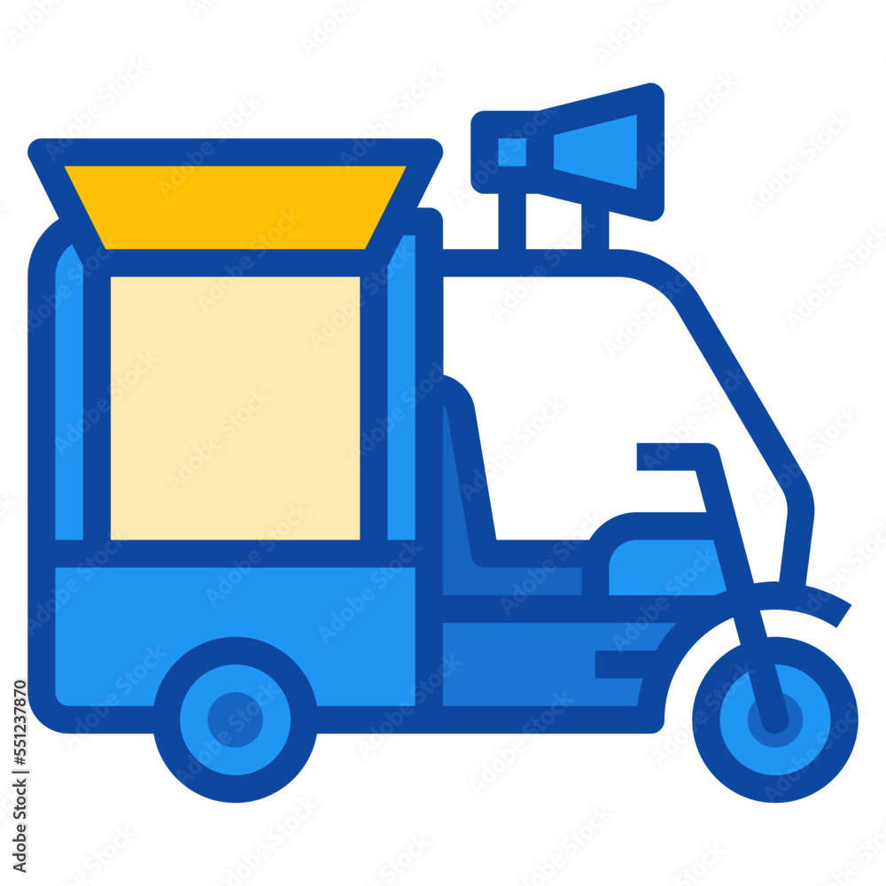 Naklejka premium rickshaw food truck two tone icon