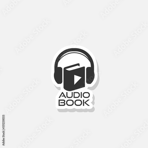 Audio book sticker icon isolated on white background