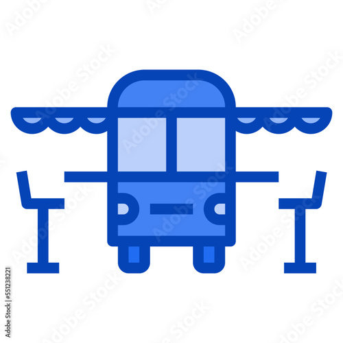 bistro food truck blue icon