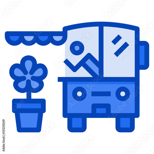 flower food truck blue icon