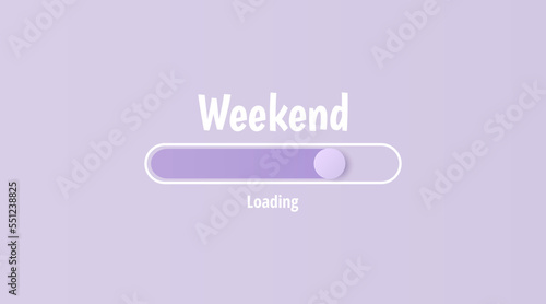 Weekend loading text on light purple background. Futuristic design. Vector illustration