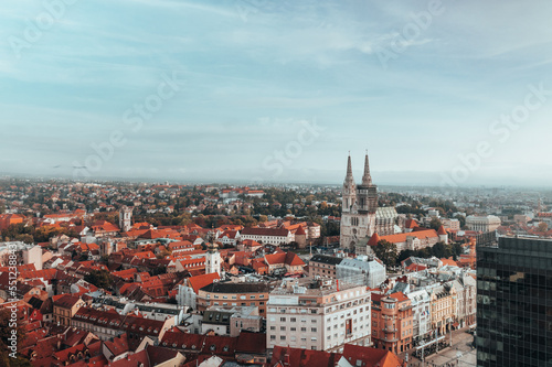 Aerial view over Croatian capital Zagreb in autumn.