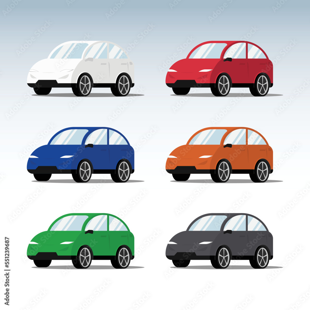 Set of colorful cars vector isolated on background, Automobile illustration in flat style