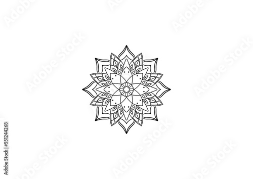Simple flowers mandala pattern for coloring book  White background