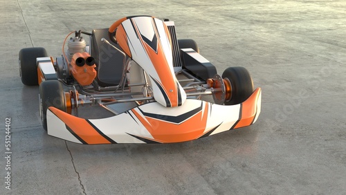 Картината върху платно 3D Rendered Illustration of a shifter style Go Kart on concrete