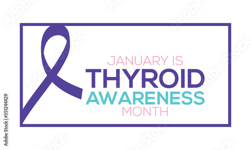 January is Thyroid Awareness Month .Thyroid disease icon vector isolated on a white background and  blue. Vector art