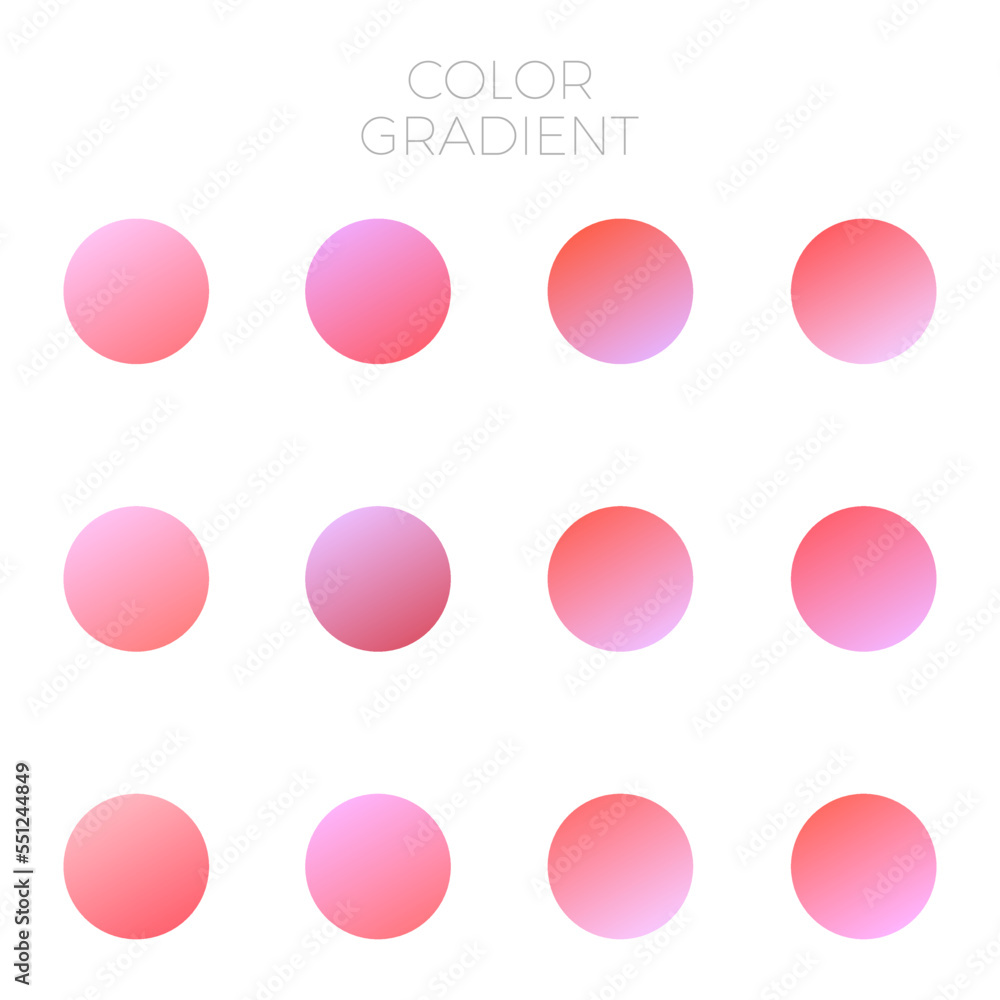 Vector set of pink gradients, swatches collection
