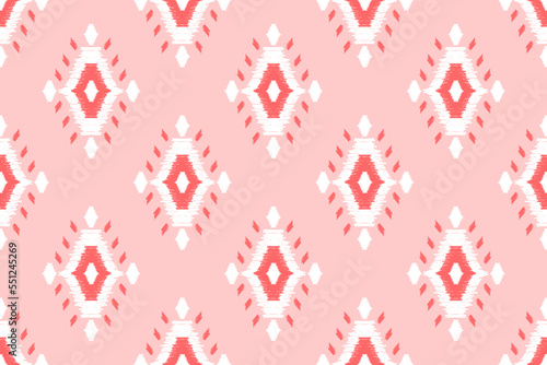 Fabric ethnic ikat pattern red. Geometric ethnic ikat seamless pattern in tribal. Mexican style. Design for background, illustration, rug, fabric, clothing, carpet, textile, batik, embroidery.