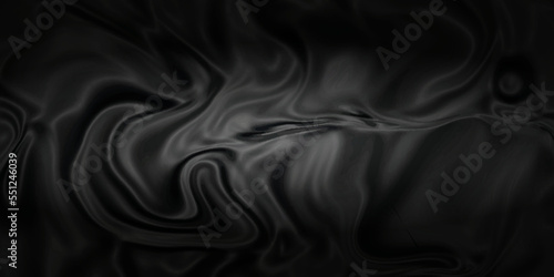 Black satin background . Black satin fabric . Abstract background luxury cloth or liquid wave or wavy folds of silk texture material or smooth luxurious .