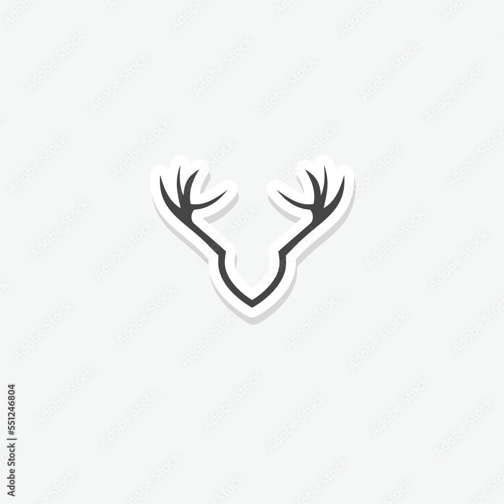Deer antler shield logo isolated on white Deer antler shield logo isolated on white