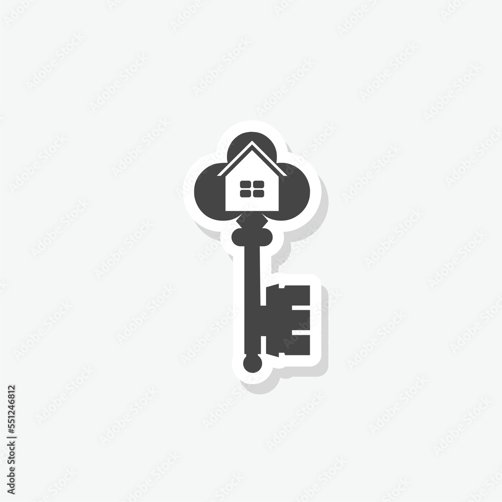 Old house key sticker icon logo Old house key sticker icon logo