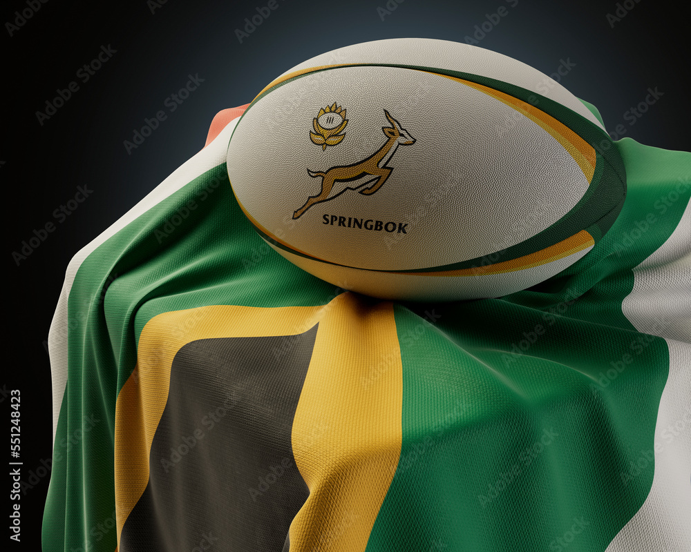 Springbok Rugby Ball And South Africa Flag Stock Photo Adobe Stock