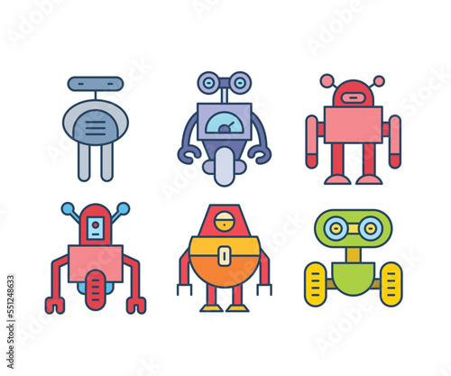 cartoon robot characters set illustration