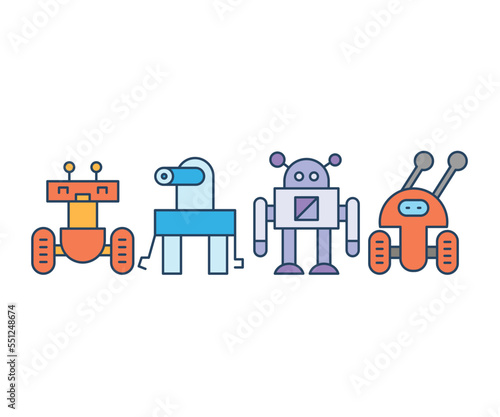 cartoon robot characters set illustration