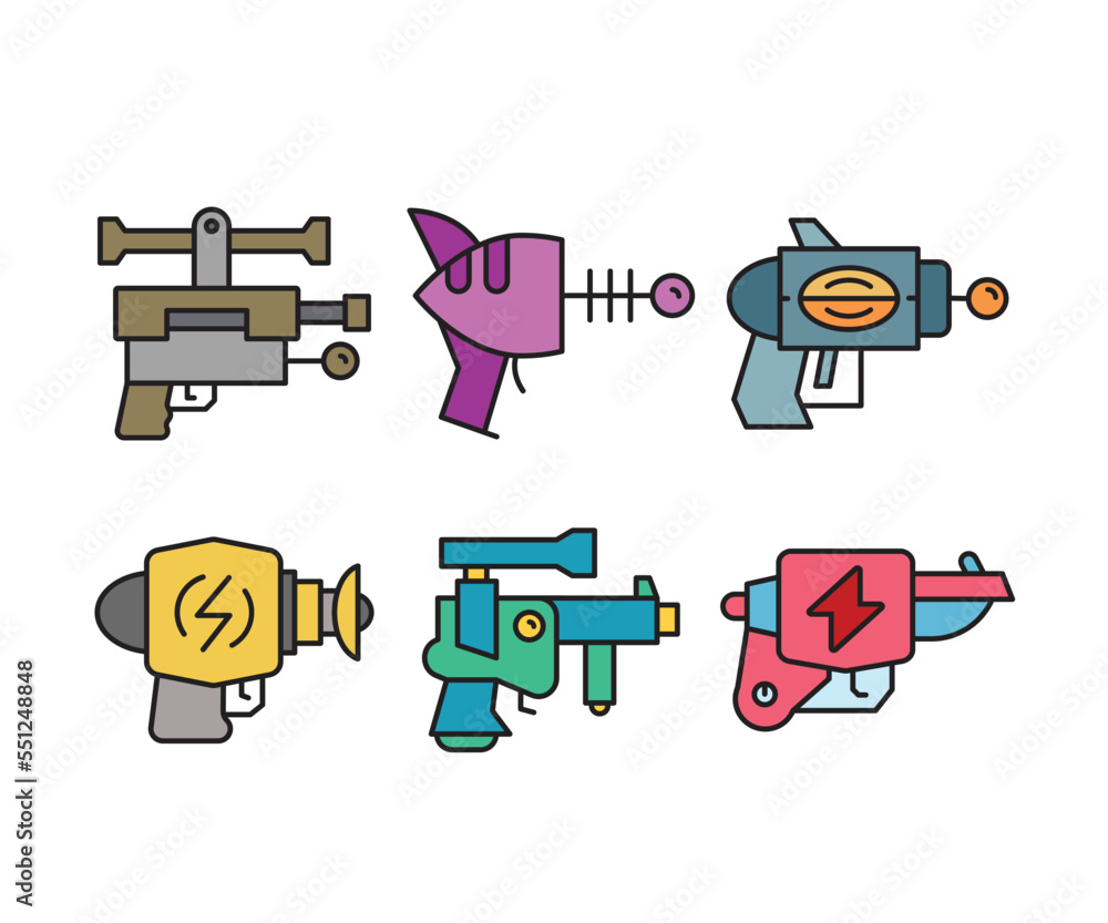 space blaster, ray gun and space gun icons set space blaster, ray gun and space gun icons set
