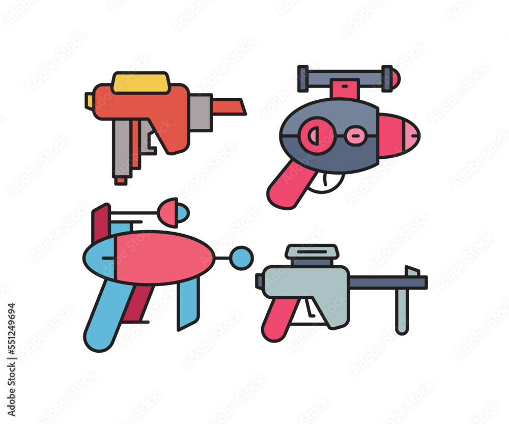 space blaster gun icons set vector illustration space blaster gun icons set vector illustration