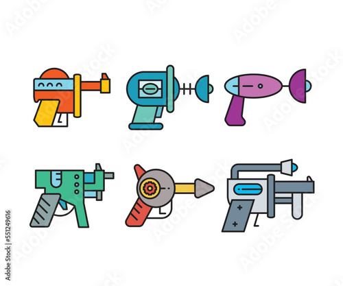 space blaster gun icons set vector illustration
