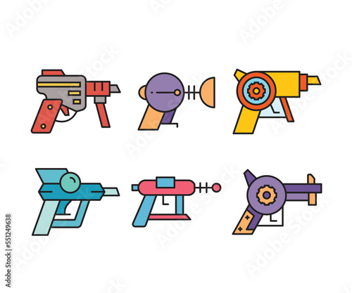 space blaster gun icons set vector illustration