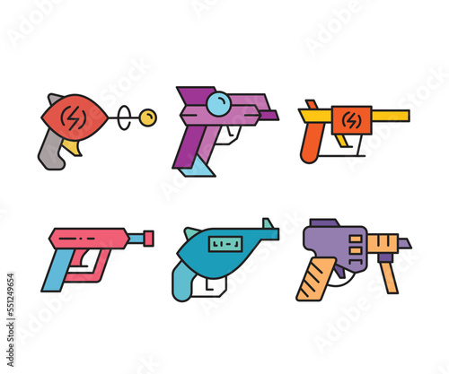 space blaster gun icons set vector illustration