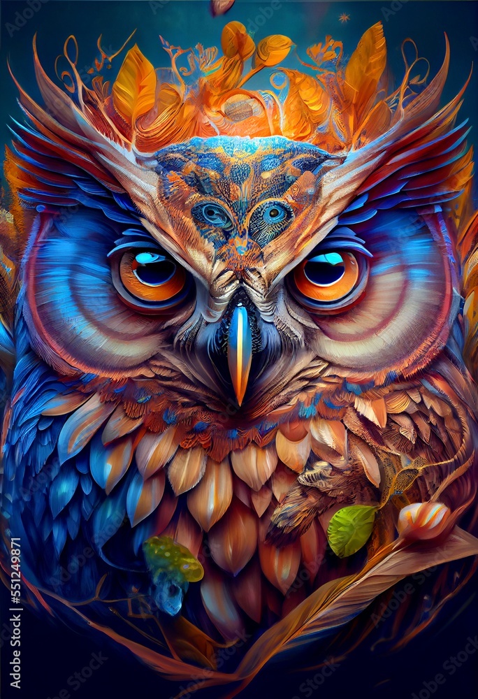 Obraz premium Midjourney abstract render of an owl