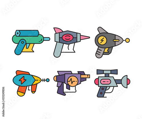 space blaster gun icons set vector illustration